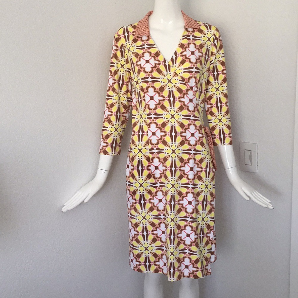 J. mclaughlin multi color jersey Wrap Dress